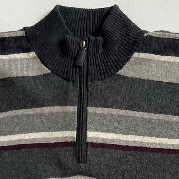 Sebastian Cooper Grey Stripe Mock Neck Sweater, Size XXL - Picture 7 of 8